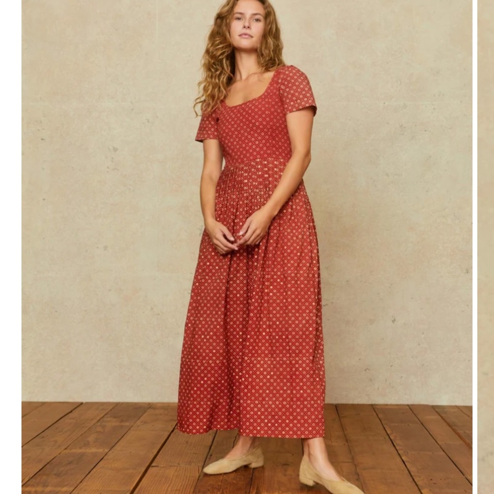 NWT Christy Dawn The Scarlet Dress Red Petunia Dot Maxi Floral Cotton Sz Small